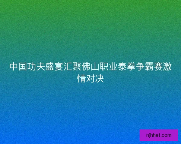 中国功夫盛宴汇聚佛山职业泰拳争霸赛激情对决